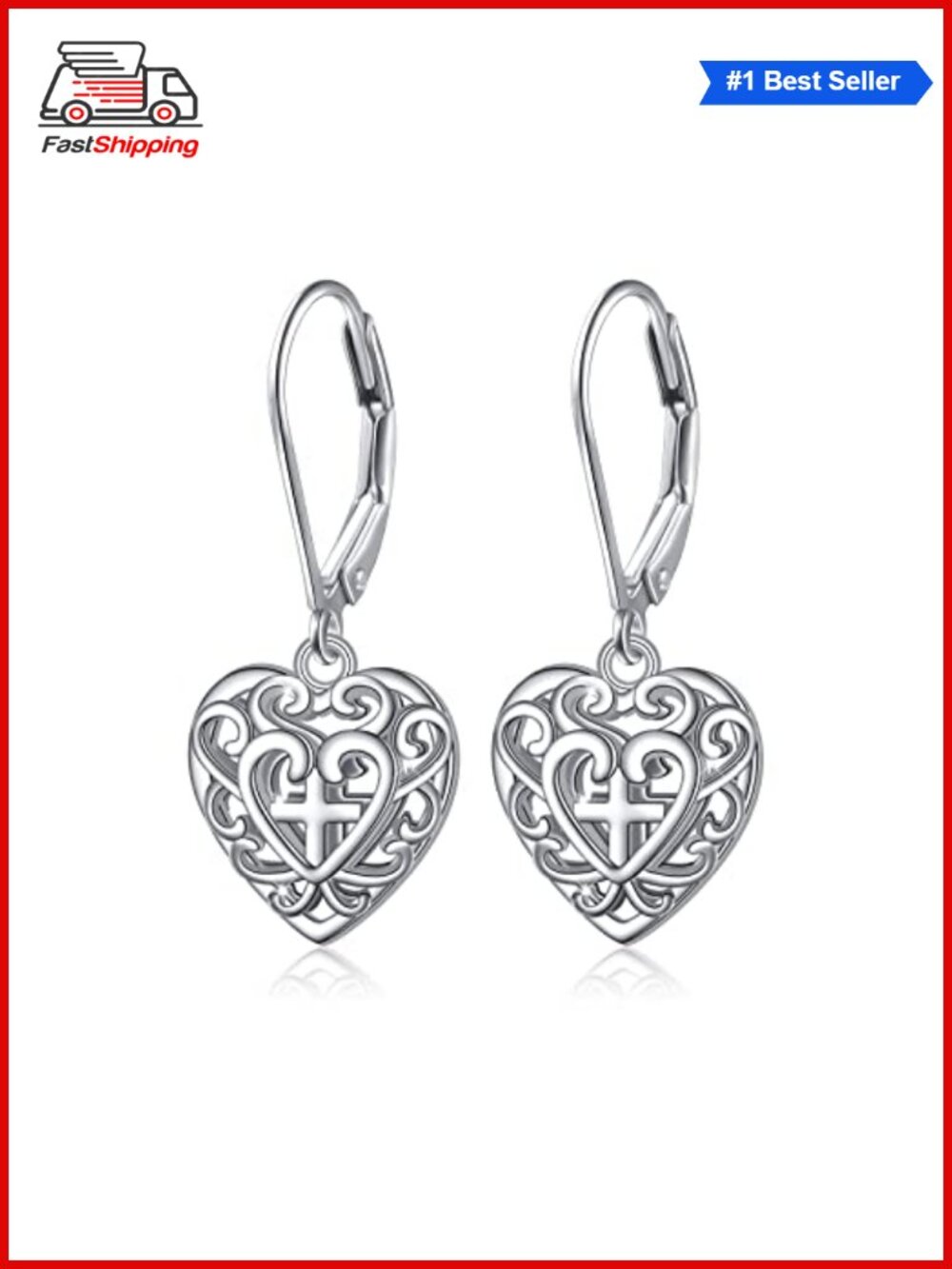 ✨ S925 Sterling Silver Heart Dangle Drop Earrings for Women Jewelry Gift